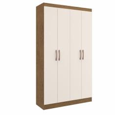 Guarda Roupa Solteiro Dueto 90cm 4 Portas Nogueira Off Doripel