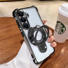 Uioeua Capa compatível com Samsung Galaxy S24 Magsafe, suporte de anel magnético com proteção contra quedas de grau militar para capa de silicone com quatro cantos à prova de choque para Samsung