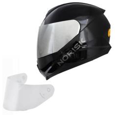 Capacete Moto Masculino Norisk Razor Preto Viseira Prata, Preto Brilho