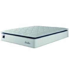 Colchão Casal Molas Ensacadas Com Pillow Sevilha 138x188x33cm Branco/Cinza Hellen-Suporta Até 150KG Por Pessoa