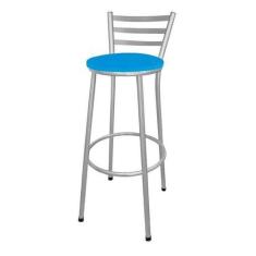 Banqueta Alta Com Encosto De Chapa Prata - Moveraço