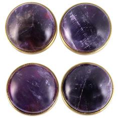 Amogeeli Puxadores de gaveta de latão de pedra ametista com parafusos, puxadores de armário clássicos pacote com 4