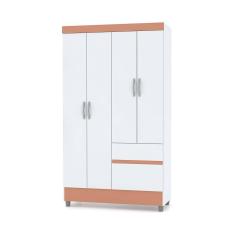 Guarda Roupa Solteiro 4 Portas 102 cm Rio Plus Branco/Camarim - Pallazio