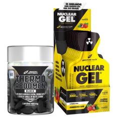 Kit Pré Treino Nuclear Rush Gel 10 Sachês + Thermo Abdomen Black Bodya