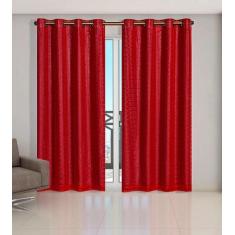 Cortina Voil Xadrez Com Forro Blackout 3,00 X 2,60 Vermelho - Confecçõ