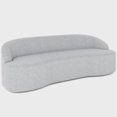 Sofá 3 Lugares Curvo Sala de Estar Living Lótus D02 Linho Cinza 180 cm D-315 - Lyam Decor