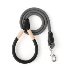 Mile High Life | Coleira para cães de couro premium | Coleira para cães de corda forte | Alça de couro | Fecho resistente | Cães pequenos e médios grandes | Diâmetro 1,27 cm (Cinza, 1,22 m)
