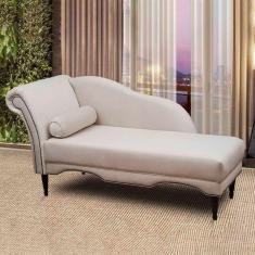Divã Chaise Copenhagen Veludo 1,60cm Speciale Home Marfim