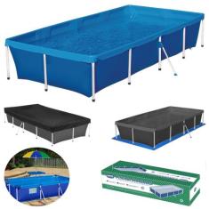 Piscina Mor Retangular Ferro 3000 Litros com Capa e Forro  Kit 