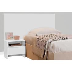 Painel Cama Box Madeirado Solteiro Prime c/ 1 Mesa e 1 Gaveta Branco - Novo Horizonte