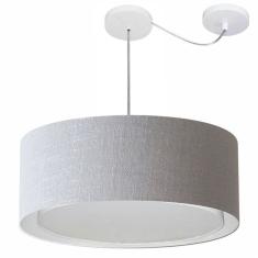 Lustre Pendente Cilíndrico Com Desvio Md-4317 Cúpula em Tecido 60x25cm Rustico Cinza - Bivolt