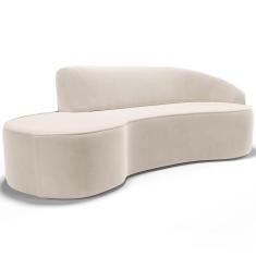 Sofá 4 Lugares Curvo Sala de Estar Living Firenze Direito D02 Veludo Bege 260 cm C-309 - Lyam