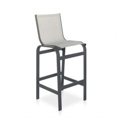Banqueta Alta Para Balcão, Mesa Bistrô, área Externa - Grafite E Tela Cinza
