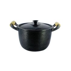 Caldeirão Alumínio Fundido Craqueado Alça De Madeira 26cm