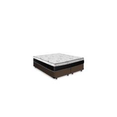 Cama Box Queen 158 Sintético Marrom com Colchão Espuma D33 One Face - Bello Box - 58X158X198