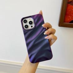 Capa de telefone luxuosa com padrão ondulado de seda 3D para iPhone 14 13 12 11 Pro Max X XR XS Max 7 8 14 Plus Capa brilhante de cor sólida, roxa, para iPhone 13Pro Max