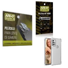 Kit Película De Câmera E Tela Moto G20 E Capinha Anti Shock