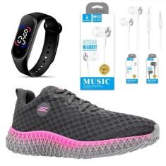 Kit Tenis Ghost 2 Treinos Academia e Corrida + Fone Stereo + Relogio Led-Unissex
