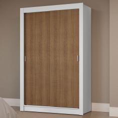 Guarda-Roupa Solteiro 2 Portas Correr Branco/Rustic