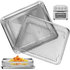 Air Fryer Tray Replacement for Cuisinart TOA-26 TOA-28 Toaster Air Fryer Convection Oven, 10.7 * 9.8'' Non-stick Mesh Air Fryer Stainless Steel Basket Wire Rack Accessories Parts, Dishwasher Safe
