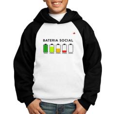 Moletom Infantil Bateria Social - Foca na Moda, Branco, Preto, 10
