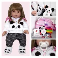 Boneca Reborn Real Realista Baby Panda Luxo Pode dar Banho - Cegonha R