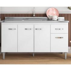 Balcão Gabinete Para Pia Gabriela 150mt 4 portas 1 gaveta Sem tampo Br