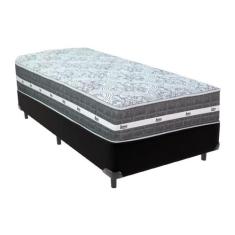Cama Box Preto e Colchão Black Graphite Molas Ensacadas Solteiro 88x18