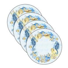 Sousplat Cavalo Marinho - NSW, 4 Peças, com base