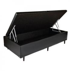 Cama Box Baú Solteiro 88 - Bello Box Tecido Sintético Preto