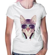 Baby Look Gato Headphone - Foca na Moda, Branco, P