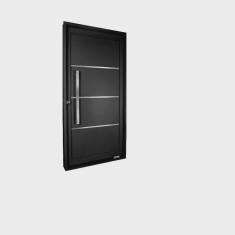 Porta de Aço Pivotante Social 217x105cm com Friso Ideal Crv Esquadrias Preto