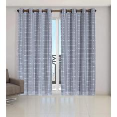 Cortina Voil Xadrez Com Forro Blackout 4,00 X 2,80 Cinza