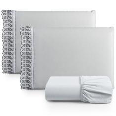 Jogo de Lençol Lese King Percal 180 Fios 3 Peças - Santos e Luan, Cinz