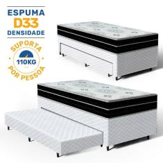 Cama Box com Colchao de Espuma D45 Pillow In Anjos OrtoConfort + Auxiliar de Espuma Unique Solteiro 88cm