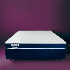 Cama Box King com Colchão Guldi Duplo Plus D28 Branca e Azul