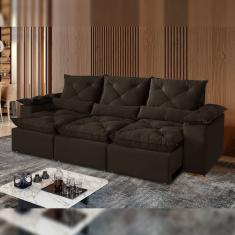 Sofá Retrátil E Reclinável 5 Lugares 270cm Londres Plus Marrom
