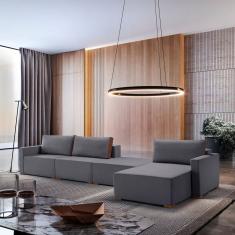 Sofá Modulado Amsterdã 4 Lugares 152 X 390 X 90cm Cinza