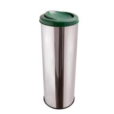 Lixeira Inox Com Tampa Flip-TopInox (Basculante) 30 Litros - CCM, Verd