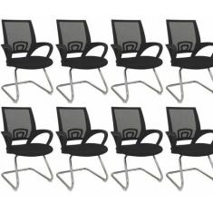 Kit 8 Cadeiras para Escritório Interlocutor Fixa Tela Mesh - Espresso 