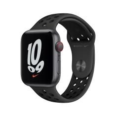 Apple Watch Nike SE GPS + Cellular 44mm Caixa Cinza-espacial de Alumínio Pulseira Esportiva Nike Cinza-carvão/preto