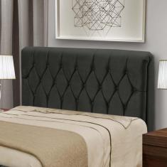 Cabeceira Para Cama Box Casal Istambul Dobuê 1.40m Com Capitonê Suede Preto