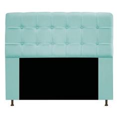 Cabeceira Estofada Mel 195 cm King Size Com Botonê Suede Azul Tiffany - ADJ Decor