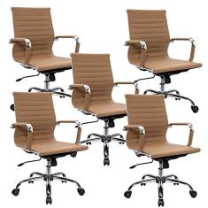 Cadeira Escritório Diretor Giratória Style Charles Eames Conjunto Com 5 Unidades