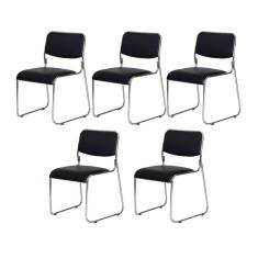 Kit 5 Cadeiras Escritório Interlocutor Dakar Preta Base Fixa