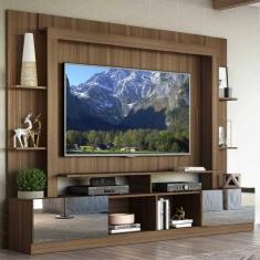 Rack c/ Painel e Suporte TV 65&quot; Portas c/ Espelho Oslo Multimóveis Madeirado