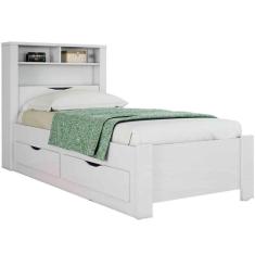 Cama Solteiro Infinity Com Baú E 2 Gavetas - Casa Chick Branco