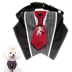 Coleira bandana de casamento para cães com gravata borboleta, fantasias formais de cachorro de smoking ajustável, presentes de aniversário de noivado para cães pequenos, médios e grandes (modelo de