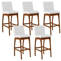 Kit 05 Banquetas Altas Mila Facto Branco Fosco