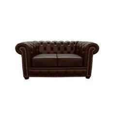 Sofá Chesterfield de Couro 2 Lugares - Marrom